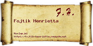 Fojtik Henrietta névjegykártya